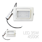 FARO DA INCASSO SEGNAPASSO IP65 LED COB 35W ORIENTABILE V-TAC V-7035 1092 4500K