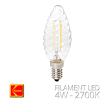 LAMPADINA FILAMENTO CANDELA LED 4W E14 400 LUMEN CALDA 3000K 360° KODAK 42012 DIMMERABILE