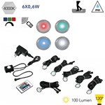 KIT 6PZ INCASSI LED RIDER NIKEL 6X0,6W 100LM RGBW (4000K) IP65 CON TELECOMANDO 3X3,7CM