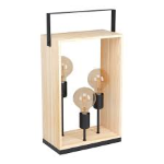 LAMPADA DA TAVOLO FAMBOROUGH 3 X E27 STRUTTURA METALLO NERO E LEGNO NATURALE 30.5 x 16 H56.5 
