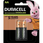 (1 Confezione) Duracell Ricar. Batterie 2pz Stilo 2500mAh HR6 DX1500 AA