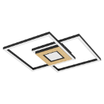 PLAFONIERA DOPPIO QUADRATO NERO E LEGNO LED integrato 34W LED 2560LM CON TELECOMANDO