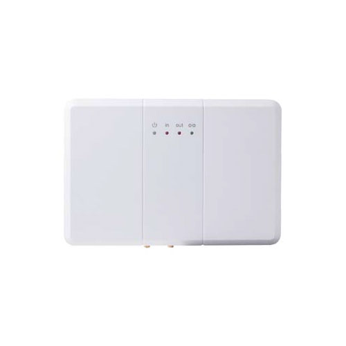 Ricevitore del sistema di deambulazione del paziente. Soluzione per proteggere residenti e pazienti che necessitano di supervisione. Supervisione 24 ore su 24, 7 giorni su 7. Due antenne collegate tramite cavi telefonici. Allarme nel caso in cui un pazien