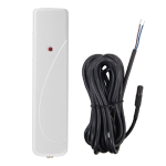 Sensore di temperatura VESTA. Eccellente stabilità con elevata sensibilità. Morsetto bipolare per il collegamento della sonda di temperatura esterna. La sonda di temperatura esterna rileva temperature comprese tra -40°C e +100°C. Trasmette notifiche quand