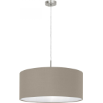 SOSPENSIONE LAMPADARIO PASTERI E27 ROSONE METALLO NIKEL DIFFUSORE IN TESSUTO TORTORA Ø53 H110