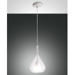 SOSPENSIONE LILA 1 X E27 STRUTTURA IN METALLO E VETRO BOROSILICATO TRASPARENTE E BIANCO