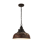 SOSPENSIONE GRANTHAM 1 1 X E27 STRU8TTURA IN METALLO MARRONE ANTICO INTERNO CREMA Ø37 H110