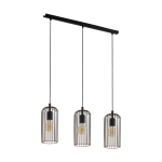 SOSPENSIONE ROCCAMENA 3 X E27 PARALUME NERO RETICOLATO 73 x 13 x H110