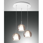 SOSPENSIONE BRETAGNA 3 X E27 METALLO E VETRO BOROSILICATO FUMÈ
