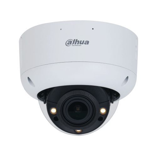 Dome IP Dahua Full Color. 4 MP a 25 ips, H.265+/H.264+. Colore 24H, 0,0005 lux, Smart Light 40m. Ottica motorizzata da 2,7~12 mm. BLC, HLC, WDR 140dB, 3D-DNR, 4 ROI. Intelligence IVS, mappa termica, protezione perimetrale, rilevamento facciale, conteggio 