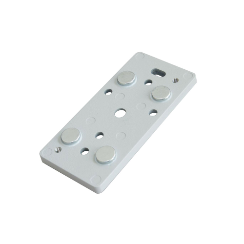 Placca di fissazione con 4 potenti magneti per l'installazione del rilevatore DEM-682 (VD 500) in superfici di metallo dove non è possibile saldare e trapanare.