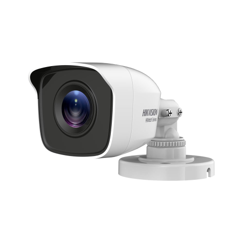 Camera bullet 4 in 1 Serie HiWatchT di HIKVISION® con illuminazione Smart IR di 20 m per esterni. CMOS di 2MP. Uscita 4 in 1 (HDCVI/HDTVI/AHD/960H). Ottica fissa di 2,8 mm (103°). Filtro ICR. OSD, AGC, BLC, WDR digitale, DNR, luminosità, nitidezza, specch