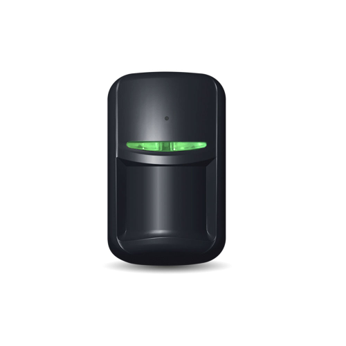 Rivelatore PIR a tenda e rottura vetri U-Prox. Campo di rilevamento PIR di 10 metri. Campo di rilevamento rottura vetro di 8 metri. Dotato di lente a tendina. Sensibilità regolabile dall'app di installazione U-Prox. Fino a 5 anni di funzionamento con una 