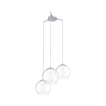 SOSPENSIONE BOLSANO 3 X E27 STRUTTURA METALLO CROMATO DIFFUSORE VETRO SATINATO E TRASPARENTE Ø50.5 H130