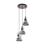 SOSPENSIONE BARNSTAPLE 3 X E27 PARALUME METALLO ZINCATO PATINATO Ø27 x H150