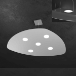 SHAPE LAMPADARIO A SOSPENSIONE FORMA FOGLIA 5 GX 53 + 2 LED LATO SUPERIORE  METALLO GRIGIO