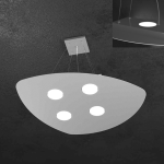 SHAPE LAMPADARIO A SOSPENSIONE FORMA FOGLIA 4 GX 53 + 2 LATO SUPERIORE METALLO GRIGIO