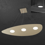 SHAPE LAMPADARIO A SOSPENSIONE FORMA FOGLIA 3 GX 53 + 2 FARI SUPERIORE METALLO SABBIA 