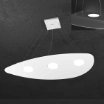 SHAPE LAMPADARIO A SOSPENSIONE FORMA FOGLIA 3 GX 53 + 2 FARI SUPERIORE METALLO BIANCO