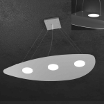 SHAPE LAMPADARIO A SOSPENSIONE FORMA FOGLIA 3 GX 53 + 2 FARI SUPERIORE METALLO GRIGIO