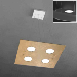 FINE SERIE - PATH SOSPENSIONE 4+2 LUCI BIEMISSIONE QUADRA FOGLIA ORO