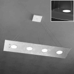 PATH LAMPADARIO A SOSPENSIONE RETTANGOLARE 80 X 20 4 LED + 3 LATO SUPERIORE FOGLIA ARGENTO