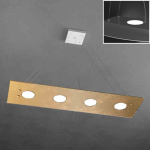 FINE SERIE - PATH SOSPENSIONE 4+3 LUCI BIEMISSIONE RETTANGOLARE FOGLIA ORO