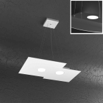 LAMPADARIO A SOSPENSIONE DUE LUCI LED + 1 LUCE DISPOSTA SUL LATO SUPERIORE BIANCO