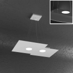 LAMPADARIO A SOSPENSIONE DUE LUCI LED + 1 LUCE DISPOSTA SUL LATO SUPERIORE GRIGIO