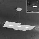 LAMPADARIO A SOSPENSIONE 3 LUCI LED + 2 OPZIONALI DISPOSTE SUL LATO SUPERIORE GRIGIO