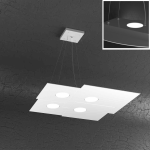 LAMPADARIO A SOSPENSIONE 4 FARI LUCI LED + 2 LUCI SUL LATO SUPERIORE BIANCO 