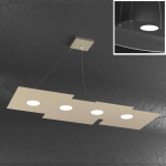 LAMPADARIO A SOSPENSIONE PLANE 4 LUCI FARI LED + 3 LUCI DISPOSTE SUL LATO SUPERIORE DELLE PIASTRE SATINATO