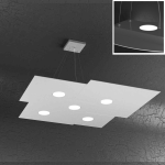 LAMPADARIO A SOSPENSIONE 5 FARI LUCI LED + 2 LUCI SUL LATO SUPERIORE GRIGIO
