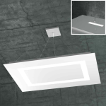 FINE SERIE - CARPET SOSPENSIONE RETTANGOLARE GRANDE 4+2 LUCI BIEMISSIONE BIANCO