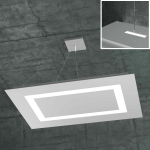 FINE SERIE - CARPET SOSPENSIONE RETTANGOLARE GRANDE 4+2 LUCI BIEMISSIONE GRIGIO