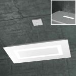 FINE SERIE - CARPET SOSPENSIONE RETTANGOLARE MEDIA 4+1 LUCI BIEMISSIONE BIANCO