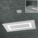 FINE SERIE - CARPET SOSPENSIONE RETTANGOLARE MEDIA 4+1 LUCI BIEMISSIONE GRIGIO