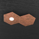 HEXAGON PLAFONIERA 1 LUCE + 1 PLACCA DECORATIVA  FOGLIA RAME