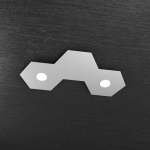 HEXAGON PLAFONIERA 2 LUCI + 1 PLACCA DECORATIVA METALLO  GRIGIO 