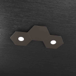 HEXAGON PLAFONIERA 2 LUCI + 1 PLACCA DECORATIVA METALLO  MARRONE