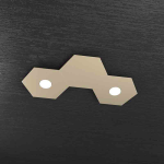 HEXAGON PLAFONIERA 2 LUCI + 1 PLACCA DECORATIVA METALLO SABBIA