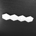HEXAGON PLAFONIERA 2 LUCI + 2 PLACCHE DECORATIVE METALLO BIANCO