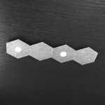 HEXAGON PLAFONIERA 2 LUCI + 2 PLACCHE DECORATIVE METALLO FOGLIA ARGENTO
