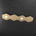 HEXAGON PLAFONIERA 2 LUCI + 2 PLACCHE DECORATIVE METALLO FOGLIA ORO