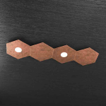 HEXAGON PLAFONIERA 2 LUCI + 2 PLACCHE DECORATIVE METALLO FOGLIA RAME