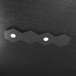 HEXAGON PLAFONIERA 2 LUCI + 2 PLACCHE DECORATIVE METALLO GRIGIO ANTRACITE