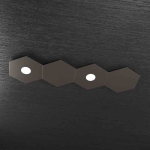 HEXAGON PLAFONIERA 2 LUCI + 2 PLACCHE DECORATIVE METALLO MARRONE