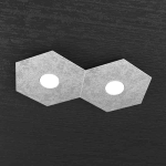 HEXAGON PLAFONIERA 2 LUCI METALLO FOGLIA ARGENTO 