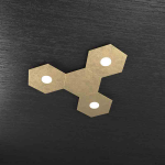 HEXAGON PLAFONIERA 3 LUCI + 1 PLACCA DECORATIVA METALLO FOGLIA ORO