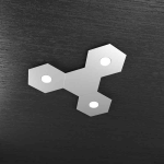HEXAGON PLAFONIERA 3 LUCI + 1 PLACCA DECORATIVA METALLO GRIGIO